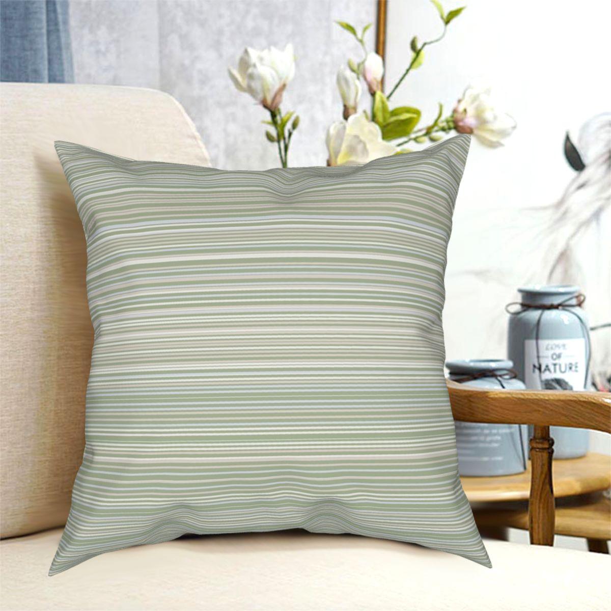 Fine Stripes Sage Green Striped Pattern In Sage Beige Grey Cream Pillowcase Creative Zipper Decor Home Cushion Cover 30x30cm