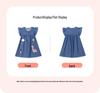 Little Maven Girls' Cartoon Appliqué Denim Dress - Short Sleeve Summer Style