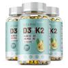 Capsule molli di Vitamina D3 e Vitamina K2, integratore di olio di cocco naturale, supporto immunitario