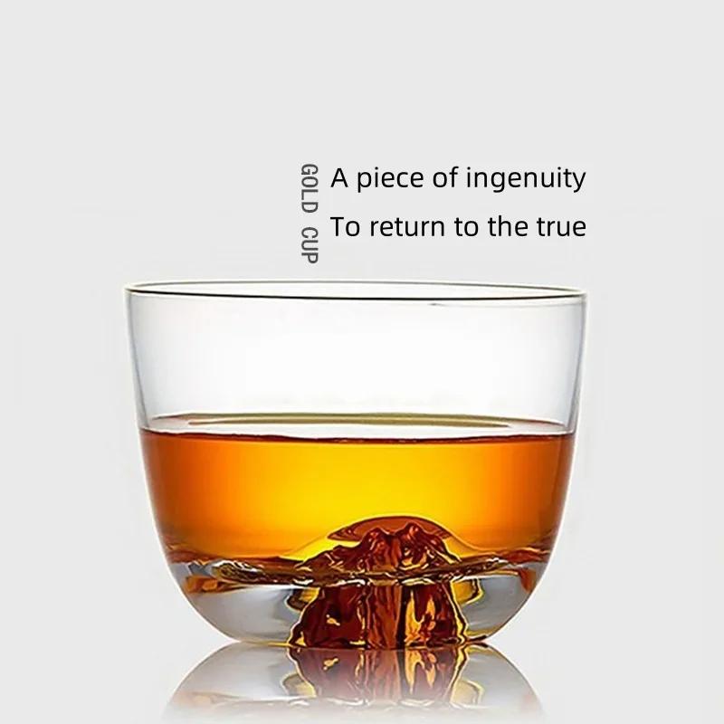 100ml Retro Fuji Mountain Cup Japanese Handmade Tea Cup Japanese Glass Cup Tibetan Mountain Water Glass Whiskey Wine Glass