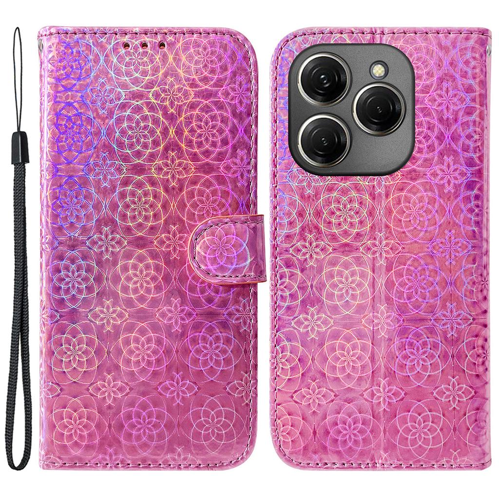 For TECNO Spark 20 Pro Phone Case Dazzling Flower Card Slots Leather Cover