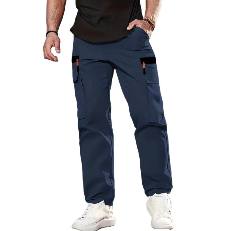 Men's Lightweight Cargo Pants Casual Slim Fit Joggers with Contrast Zipper