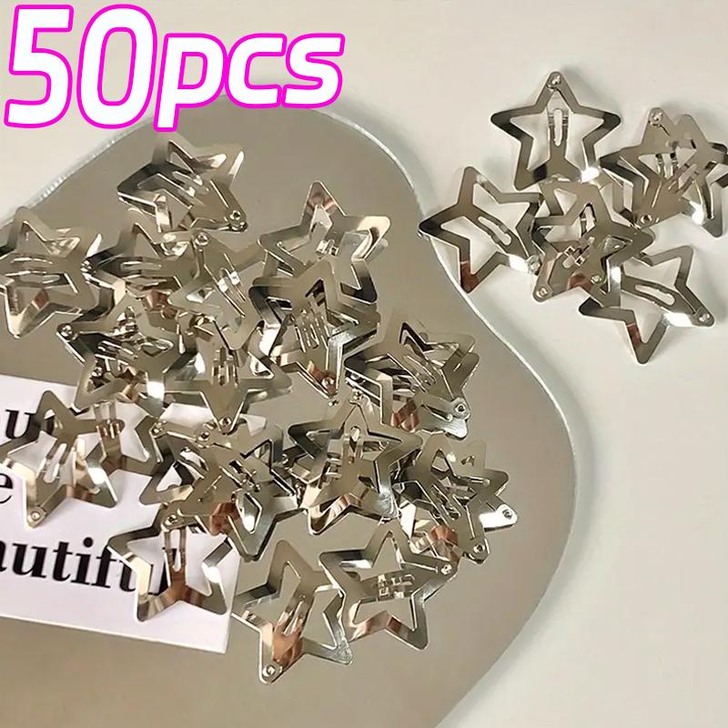 

2/50pcs Y2K Silver Star Hair Clips for Girls Filigree Star Metal Snap Clip Hairpins Barrettes Hair Jewelry Nickle Free Bobby Pin