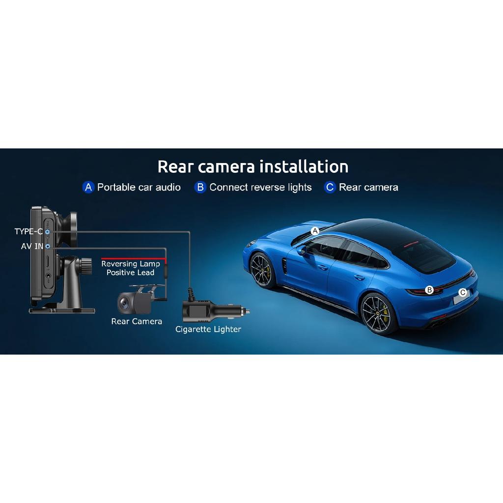 10.26" 64GB Dash Cam Car Stereo 4K IPS Touch Screen Wireless Apple Carplay & Android Auto Dual Len Recorder Bluetooth FM+Camera
