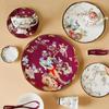 Light Luxury Ceramic Plate White Bird Blessing Style Western Dining Plate High End Tableware Set Salad Dishes Serving Tray