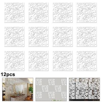 12 divisores de ambientes colgantes de 40 x 40 cm, cortina hueca de plástico, paneles impermeables para decoración del hogar, hotel y bricolaje.