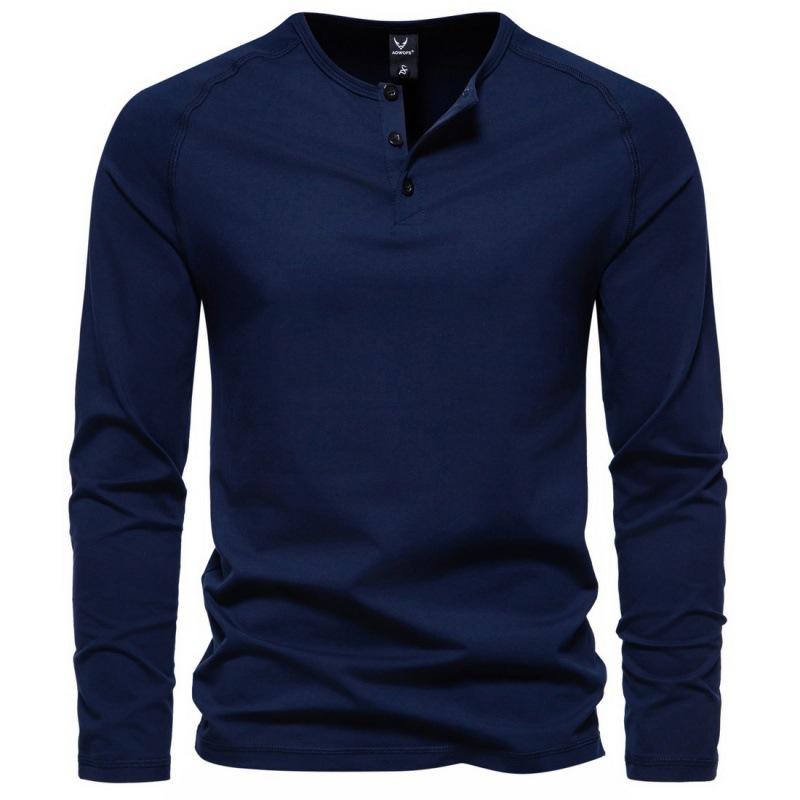 Men Solid Color Long Sleeve Casual Basic Bottoming T Shirt For Daily Wear