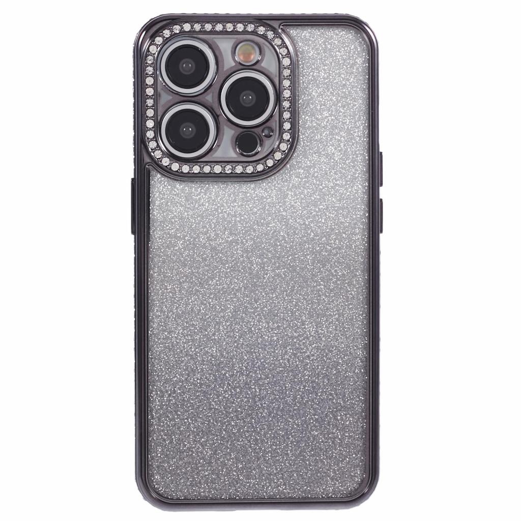 For iPhone 13 Pro Max 6.7 inch TPU Case Rhinestones Decorated Gradient Back Phone Cover