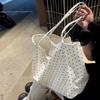 Women's Polka Dot Canvas Tote Bag Large Capacity Korean Style Casual Shoulder Bag Lightweight Student Handbag For School Commute