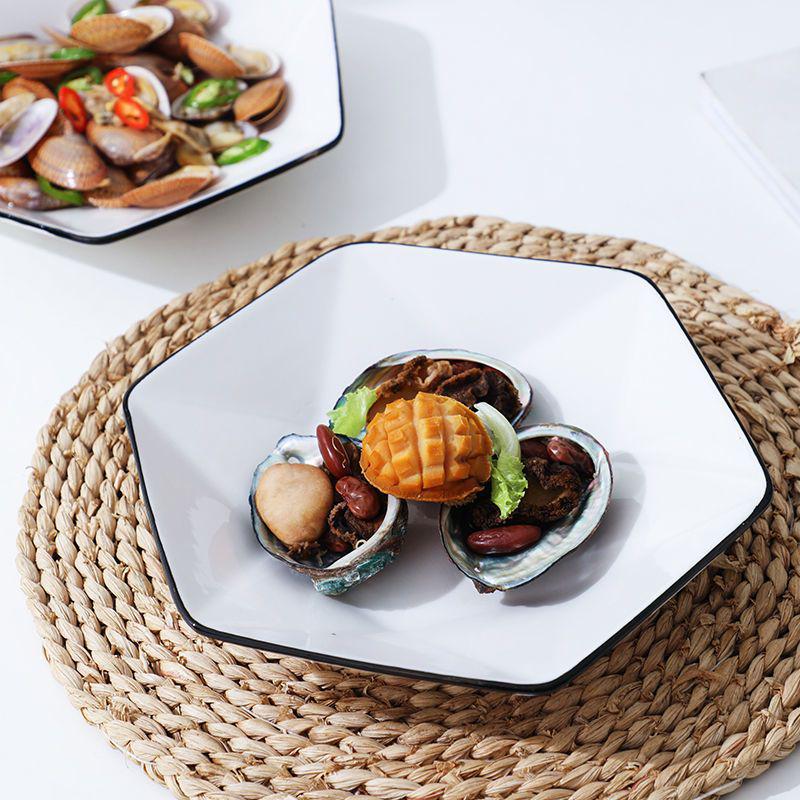 Hexagonal Ceramic Bowl and Plate Set - Minimalist Style