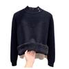 Women's Sweater Autumn/Winter Plush Warm Sweater Stylish Casual Half High Collar Knitted Sweater