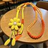 1Pcs Cute Flower Decor Adjustable Phone Lanyard Durable Braided Strap For Daily Outing Shopping Travel Anti Lost Accessory