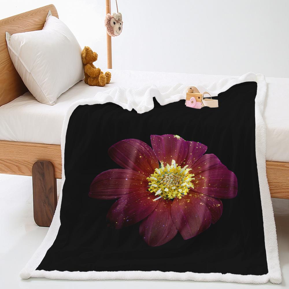 Small Daisy Flower 2D Digital Printing Thickened Lamb Fleece Crystal Fleece Blanket One Piece