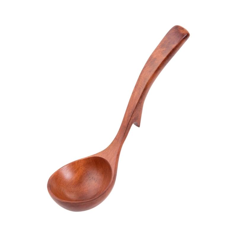 Hanging Wooden Cooking Spoon With Heat Resistant Handle Nonslip Wooden Ladle For Soup Stirring Serving