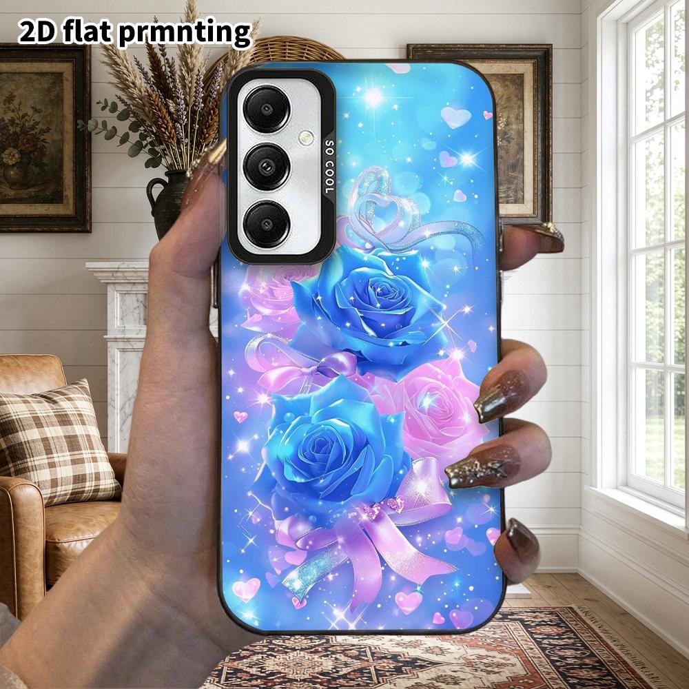 Phone Case: 2D Flat Samsung Galaxy A34 A35 M05 M06 S20 S22 S21 FE Plus 5G Protective Case, Couple Style, Pink Blue Rose, Christmas and Halloween Gift