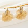 Stainless Steel Double Layer Flower Pendant Earrings For Women Vintage Geometric Irregular Drop Earring Personality Jewelry Gift