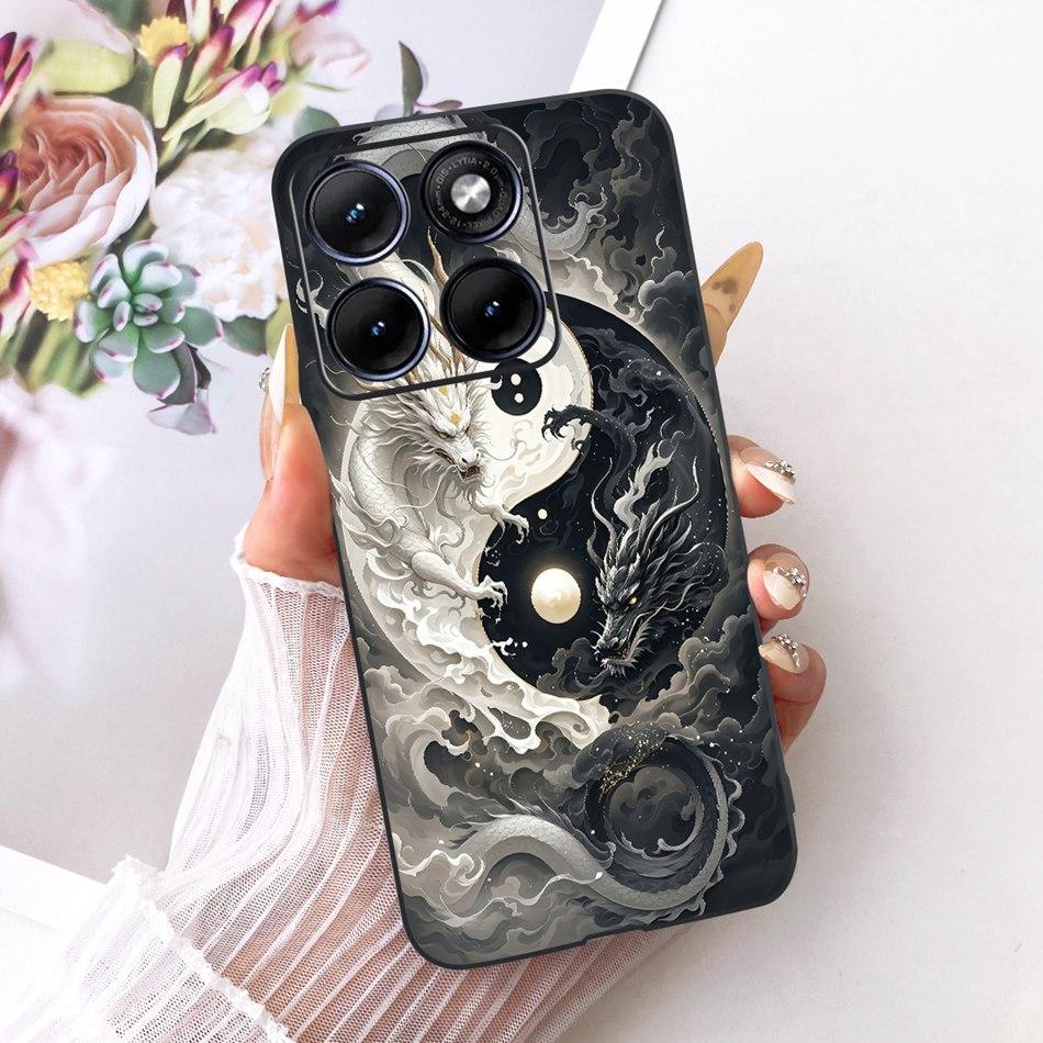 For Motorola Edge 70 Fusion Cool Dragon Tiger Pattern Phone Case For Motorola Edge70 Fusion 5G XT2605 Black Silicone Soft Bumper