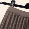 Skirt for Women Casual Versatile Elastic High Waist Long Loose Trousers Plus Size Double Layer Thickened Stretchy Slim Solid Colour Skirt