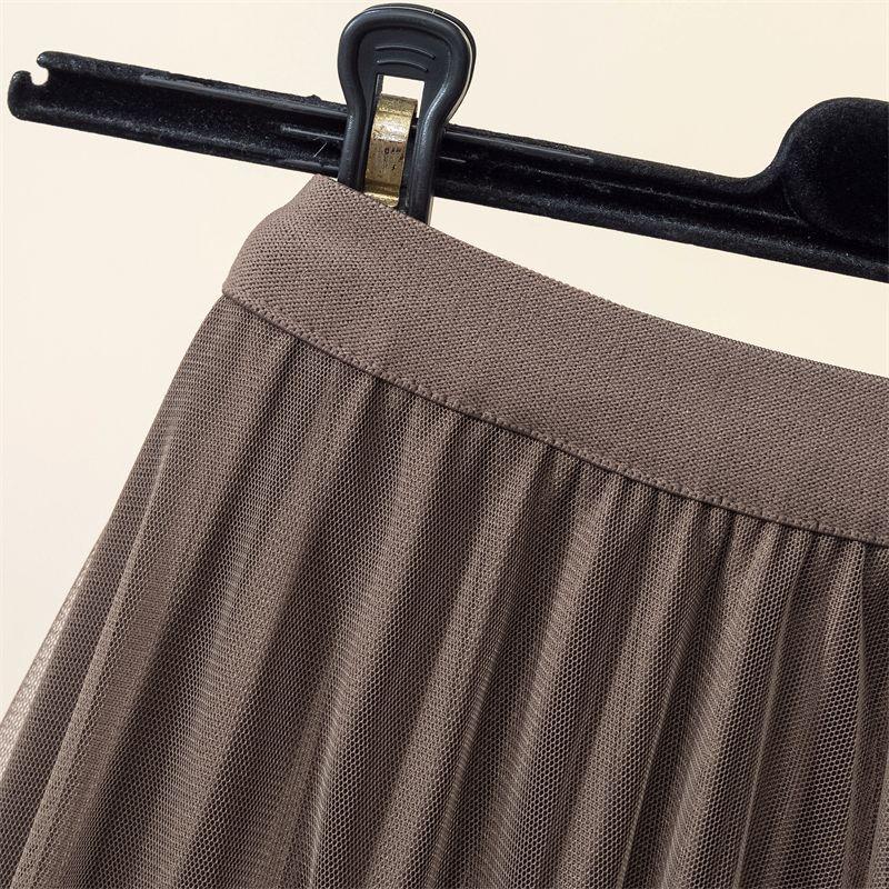 Skirt for Women Casual Versatile Elastic High Waist Long Loose Trousers Plus Size Double Layer Thickened Stretchy Slim Solid Colour Skirt