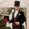 Classic Black Rose Gentleman Cap Vibrant Red Magician Fedora Headwear  Drama Actors