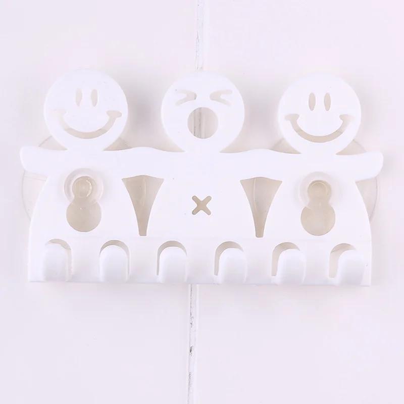 Xiaomi 1Pcs Smiling Person Shaped Toothpaste Rack Bathroom Kitchen Toothbrush Towel Holder Wall Sucker Hook Toothbrush(Colour: White)