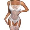 Plus Size Babydolls Clothes Sexy Fishnet Hollow Bodystockings Erotic Crotchless Lingerie Women Mesh See Through Baby Dolls Dress