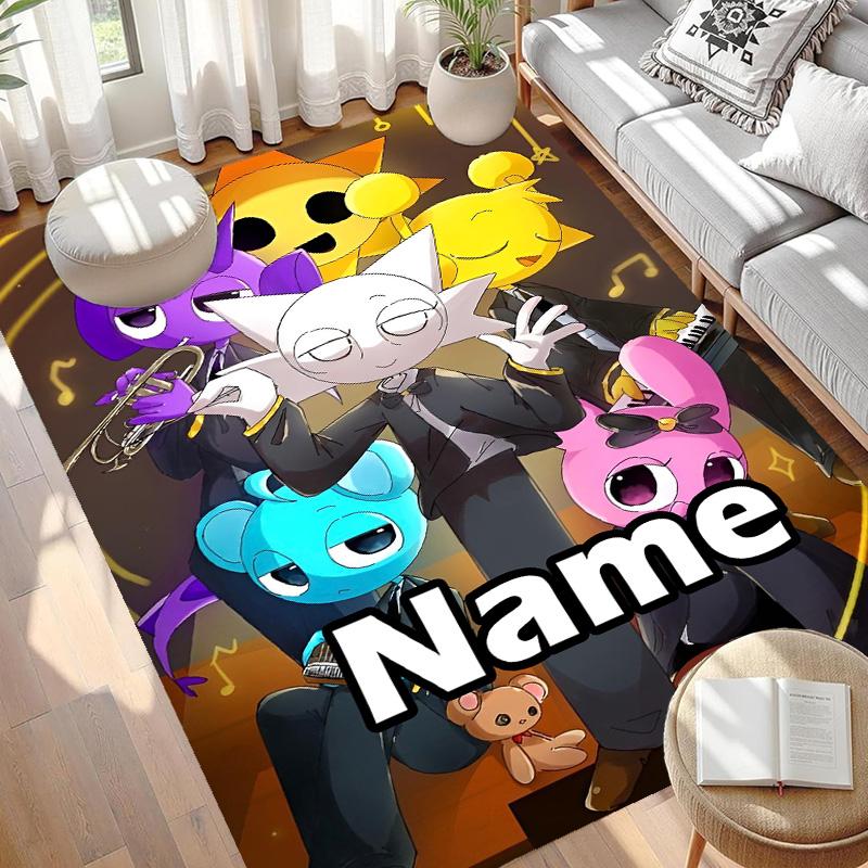 Custom Name Personalized Sprunki Game Print Carpet, Versatile Home Decor Rug, for Playroom, Apartment, Balcony, Entryway, Hallway Gift