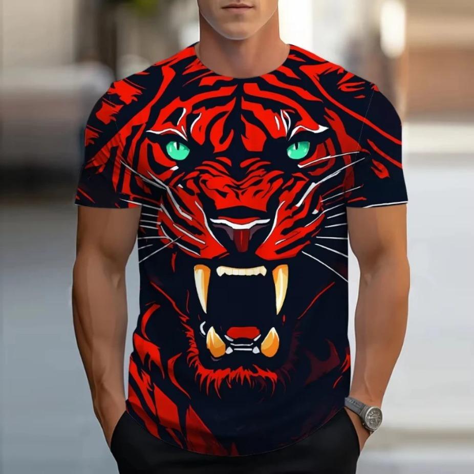 Summer Men T-shirt Summer Men Kids 3D Printed Leopard T-Shirt Fashion O-neck Tops Women Short Sleeve Streetwear Kid  T-shirt Y2k