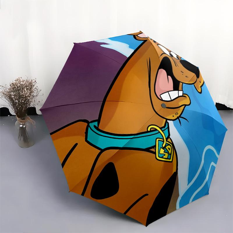 Scooby-Doo pattern, automatic folding umbrella, portable and foldable design, 8 ribs, a Christmas or birthday gift.