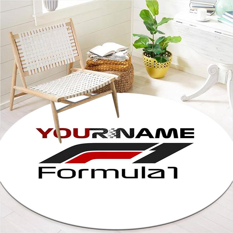 F1 Gear Custom Name Round Area Rug Carpet Rug For Living Room Bedroom Sofa Playroom Decor Nonslip Floor Mat