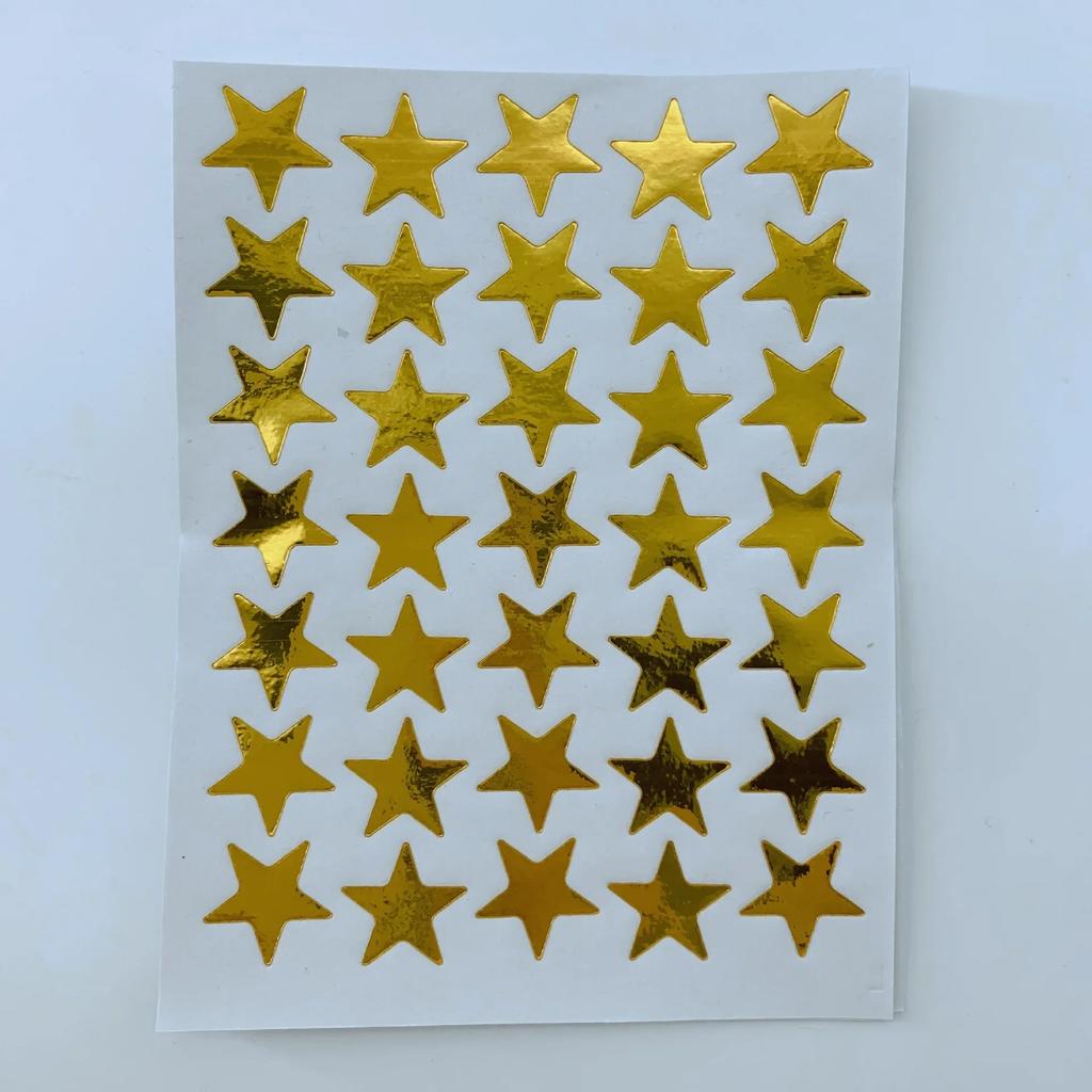 10sheets/bag Gold Star Sticker Stamping Five Pointed Star Sticker Reward Sticker Teacher Praise Label