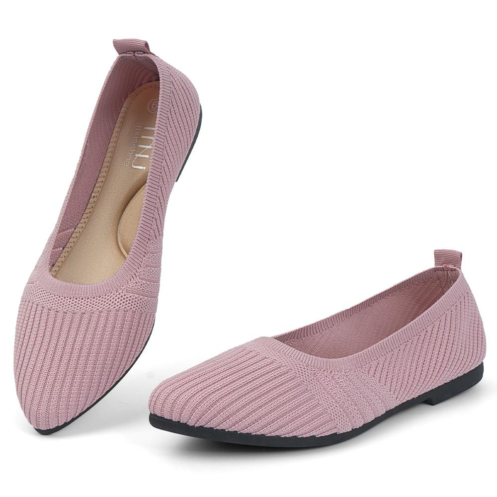 Women's Ballet Flats Mesh Pointed Toe Sneakers Ladies Breathable Comfortable Dressy Women Slip On 4 Seasons Flats Shoes