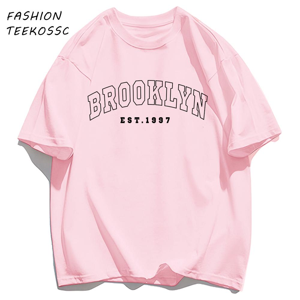 Brooklyn Est 1997 City Usa Printing Men TShirt Summer Casual T Shirts AllMatch Crewneck Tops Oversized Soft Streetwear