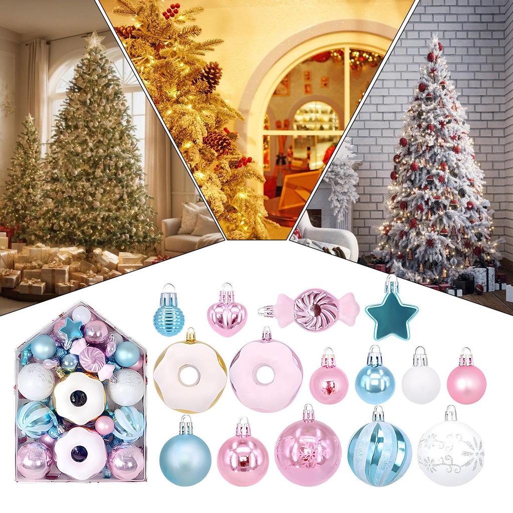 Christmas Ball 72 Pieces Festival Charm Pendant Shatterproof Ball Ornaments For Christmas Tree Fireplace Stair Banister Porch