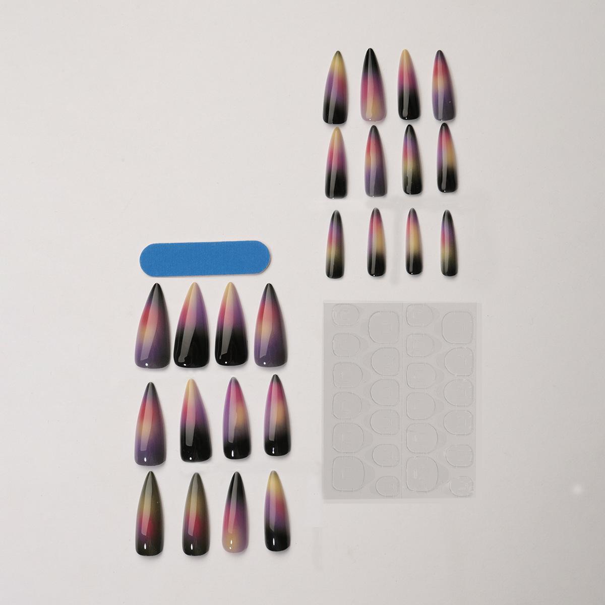 

Long Press on Nails Stiletto Shaped Almond Fake Nails False Nails with Designs Glue on Nails Reusable Artificial Nails Stick on Nails for Women