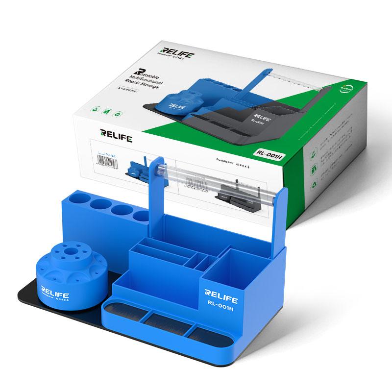 RELIFE RL-001H 360° Rotating Intelligent Repair Storage Rack Rotating Classified for Screwdriver Tweezers Parts Tin Wire Tools RL-001H Blue