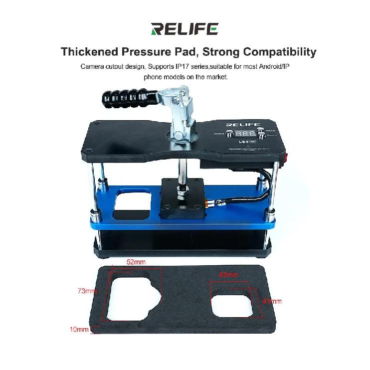 Tavolo a Pressione a Doppia Temperatura RELIFE LS5 SE per Riparazione Cellulari Telaio Riscaldante Cover Posteriore/Strumento di Rinforzo per Pressatura a Caldo Schermo
