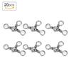 20Pcs Durable Flexible Three Way Rolling Swivels Triple Swivel Fishing Connectors(2#)