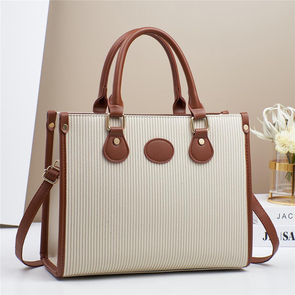 Contemporary Block Color Hand Tote Bag Offering Durable Pu Material Style And
