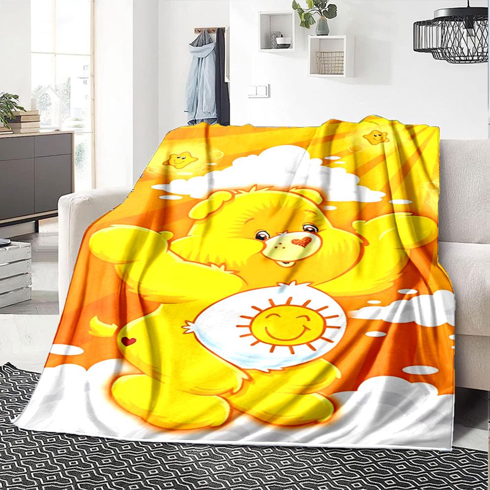 1pc Rainbow Heart Bear flannel Blanket for Super Soft Cute Comfort Blanket for Travel Bedding Couch Sofa Blanket Y73035