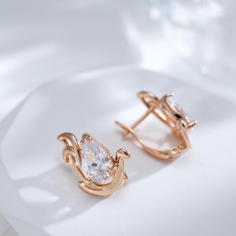 Rose Gold Color Drop Earrings For Women Fashion Natural Zircon Wedding Earrings Luxury Crystal Gifts Daily Jewelry