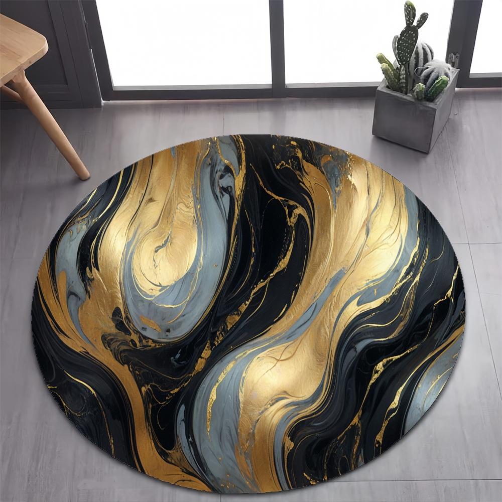 26 Style New Luxurious Marble Colour Nature Black Gold Round Carpet Rug for Bedroom Living Room Decoration,pet Decor Floor Mat