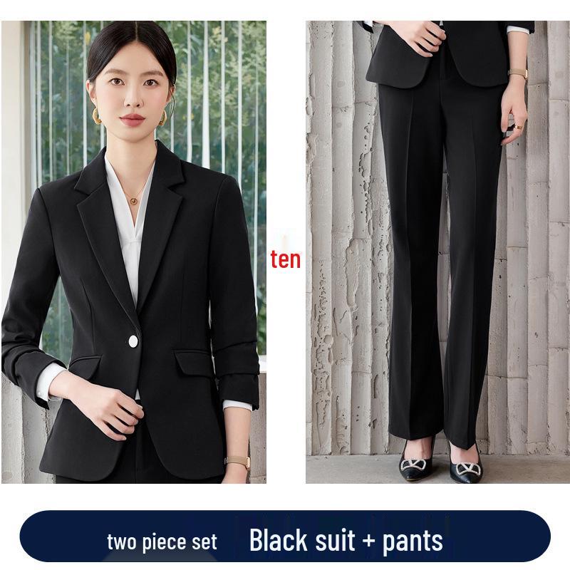 Women's Professional Suit Set: Formal Workwear for Spring and Autumn - High-End Pantsuit for Hotel Sales Managers