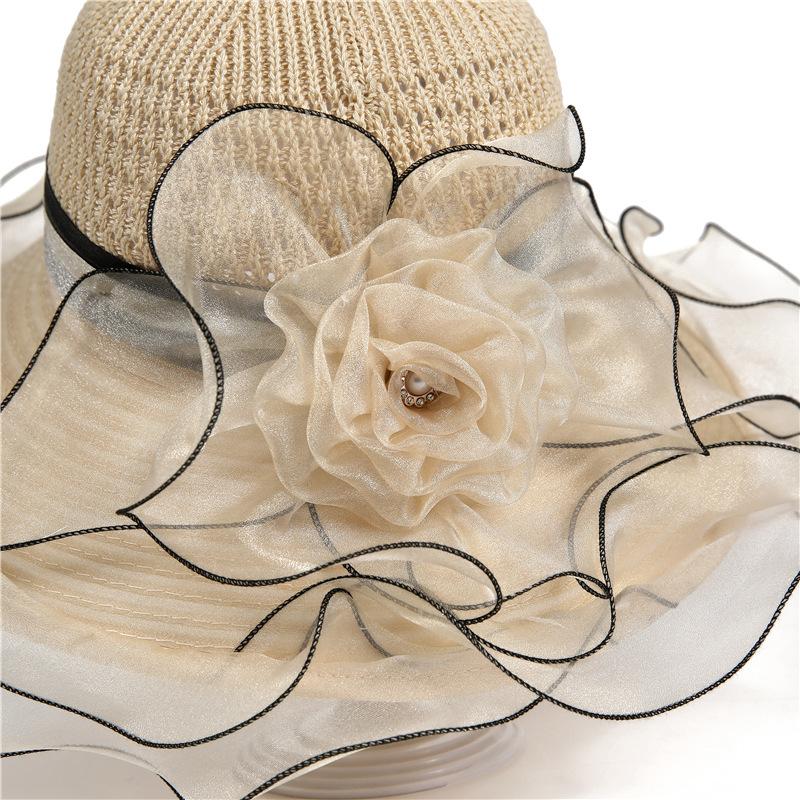 Summer New Hat Ladies Sunscreen Hat Elegant Mother High Sense Sunshade Top Hat Breathable Organza Bucket Hat