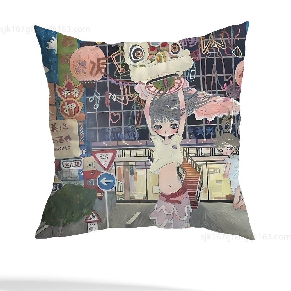 Aya Takano Pillow Case Sofa Living Room Bedroom Headboard Backrest Cushion Square Cushion Nap Time