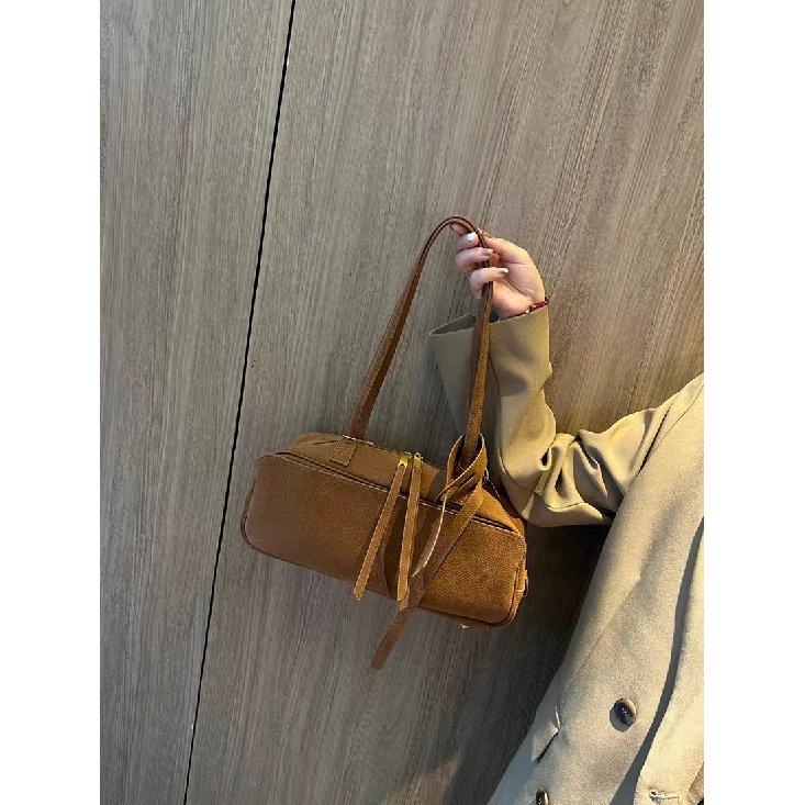 B-Bowling Genuine Leather New Rodeo Boston Bag Large Capacity Commuter Shoulder Crossbody Pillow Bag for Women
