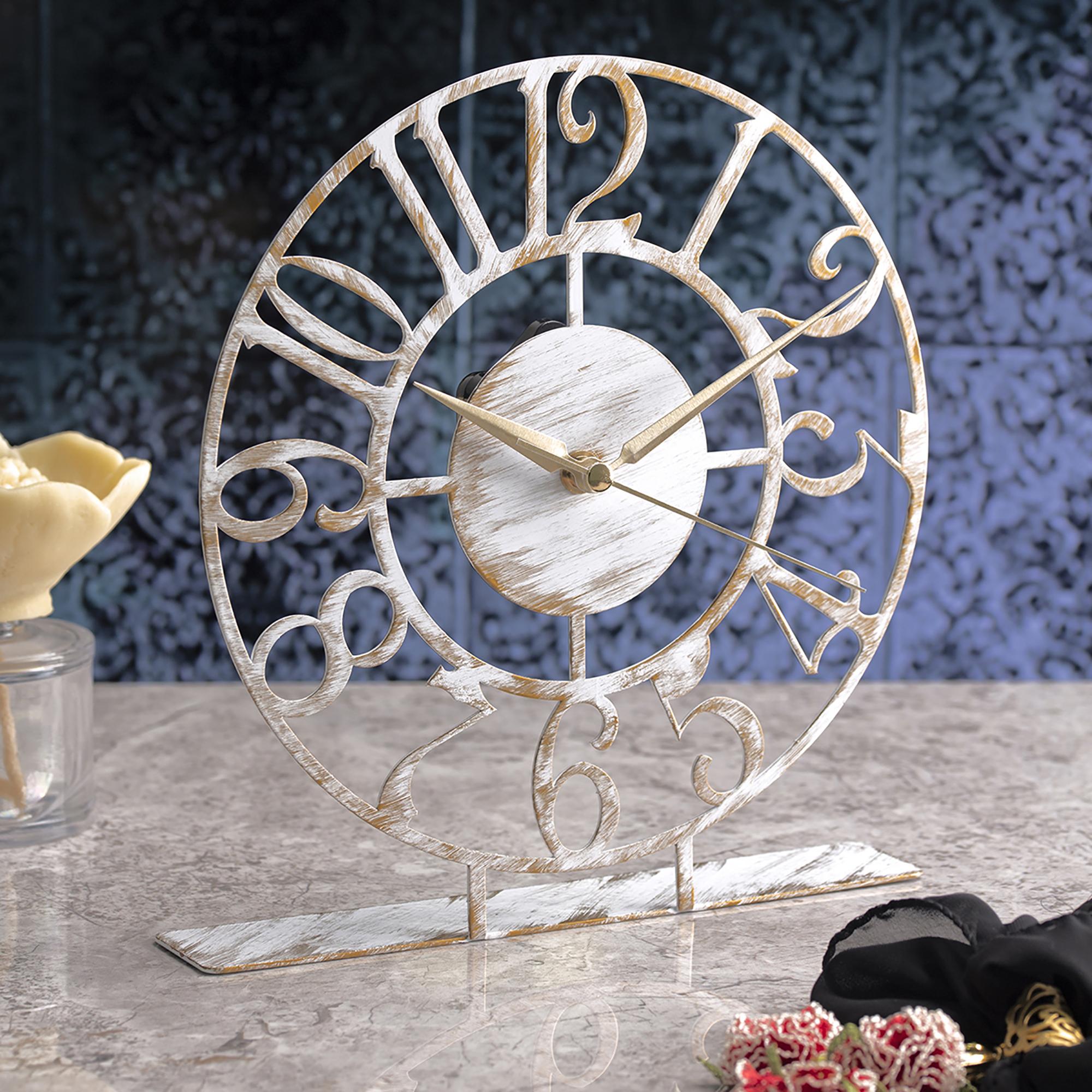 

Yigit Metal White Tumbled Table Top Clock 25x23см