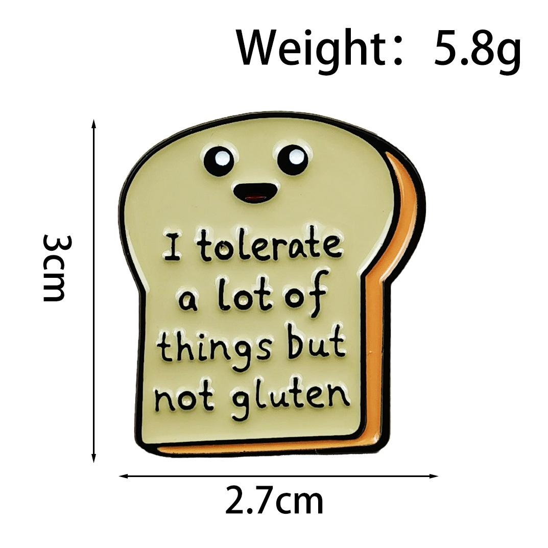 Cute Cartoon Toast Brooch: Fun English Sentence Badge for Clothing