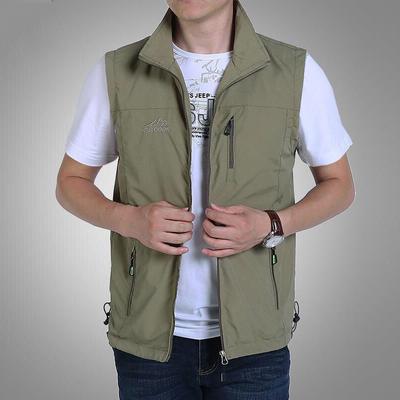 Gilet da uomo sottile casual gilet da uomo gilet con molte tasche gilet estivo da uomo normale con cerniera