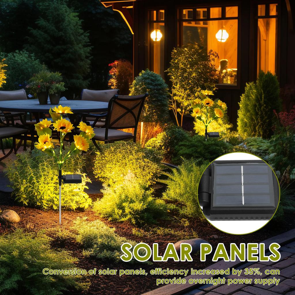 2Pcs 6 Heads LED Solar Sunflowers Flower Light Waterproof Auto On/Off Outdoor Garden Lawn Decoration Lamp Landscape Light